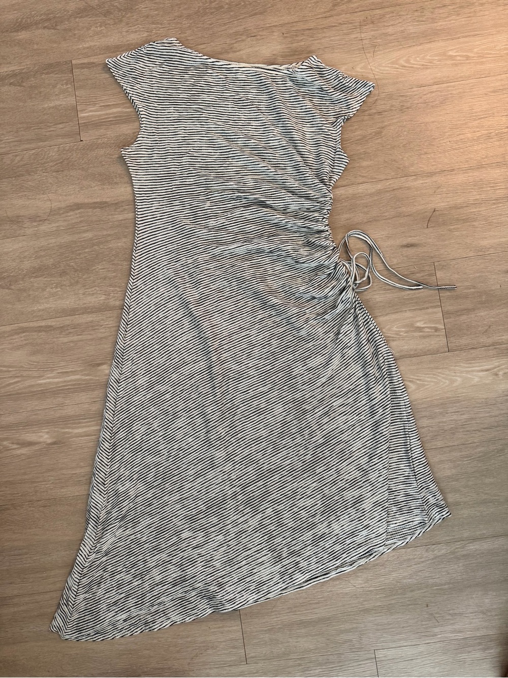 Max Studio Black & White Striped Asymmetrical Dress